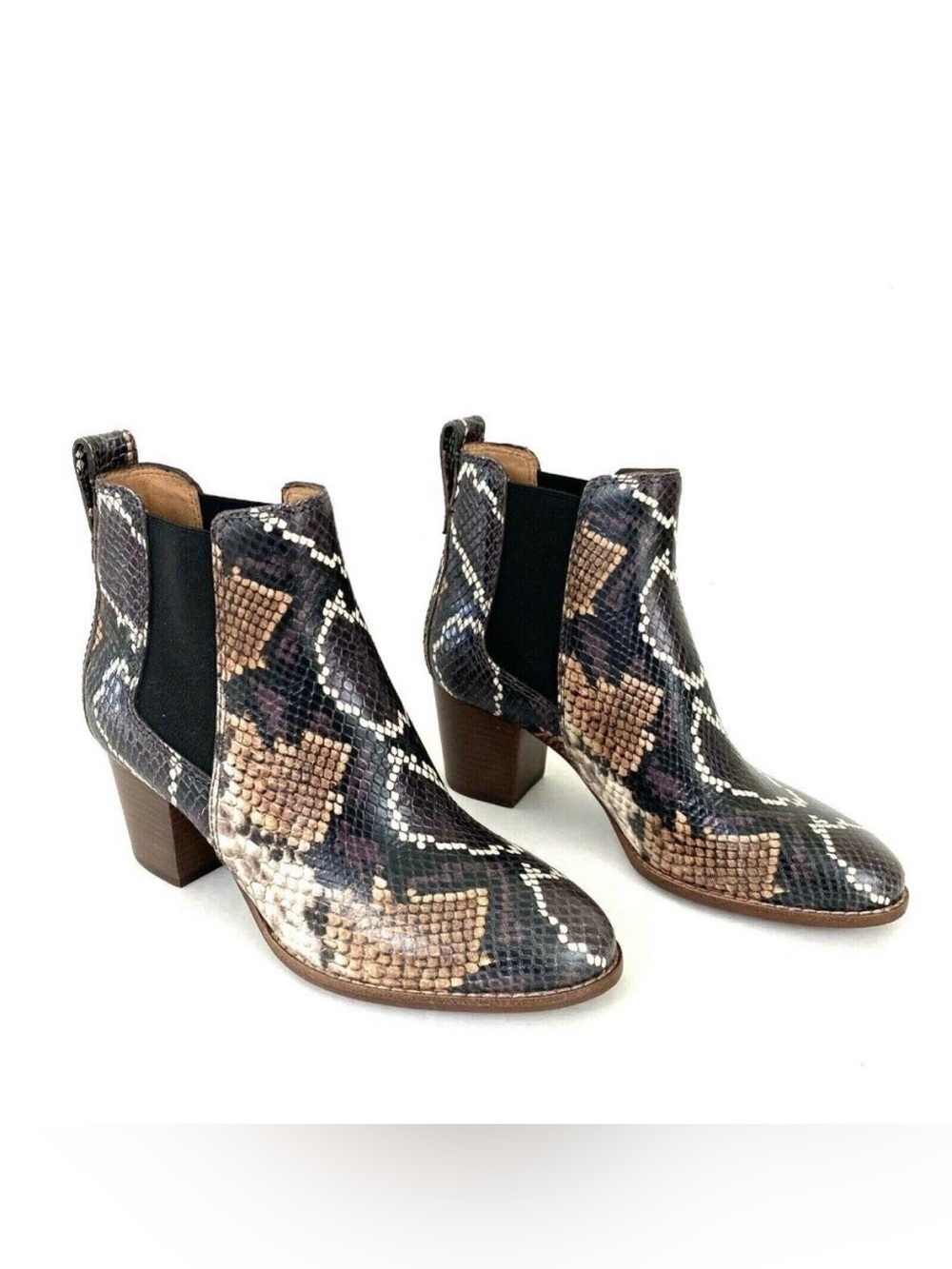 Madewell The Regan Ankle Boot in Warm Ash Snake Embossed Leather Size 7